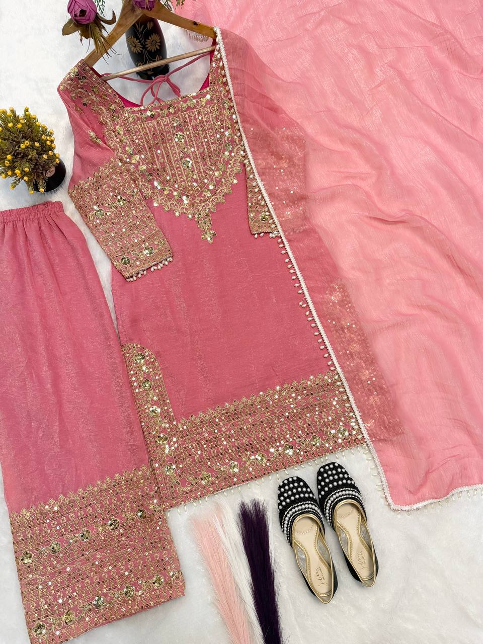 Royal Orchid Embroidered Evening Couture